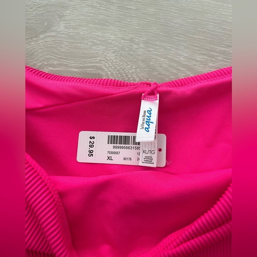 NWT La Vie en Rose Textured High Waisted Bikini Bottoms - Picture 3 of 4